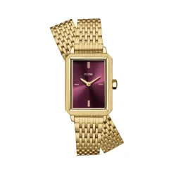Montre CLUSE FLUETTE Femme cadran rouge bracelet acier inoxydable doré