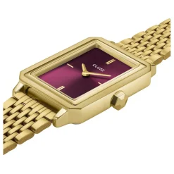 Montre CLUSE FLUETTE Femme cadran rouge bracelet acier inoxydable doré