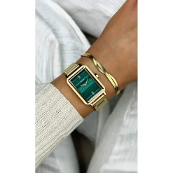 Montre CLUSE Fluette femme cadran vert bracelet acier doré