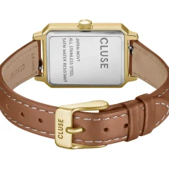 Montre CLUSE Fluette femme cadran blanc bracelet cuir marron