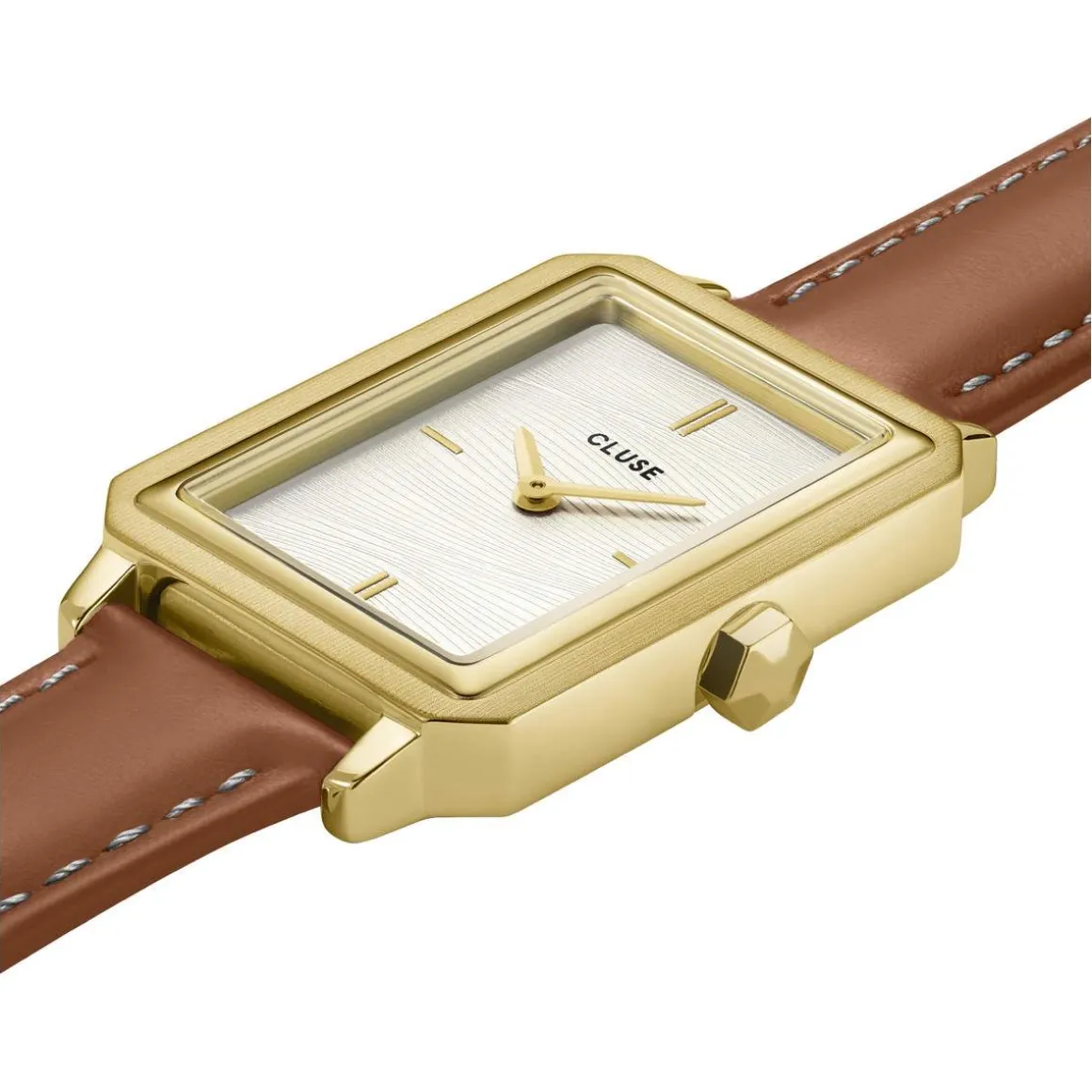 Montre CLUSE Fluette femme cadran blanc bracelet cuir marron