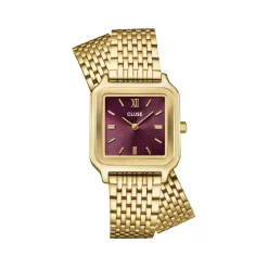 Montre CLUSE GRACIEUSE Femme cadran rouge bracelet acier inoxydable doré