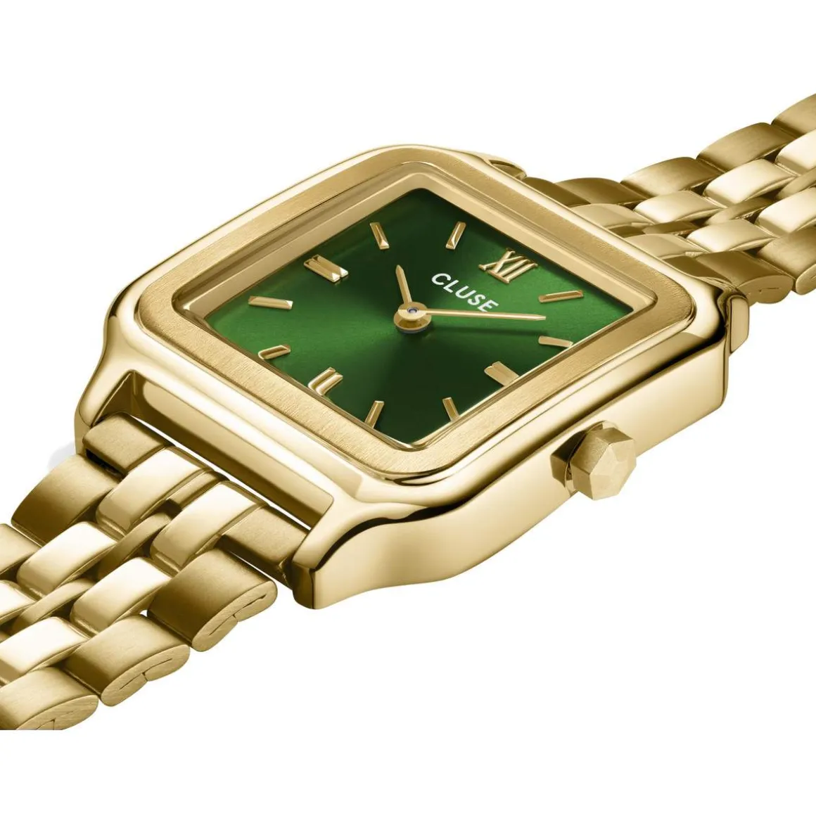 Montre CLUSE Gracieuse femme cadran vert bracelet acier doré