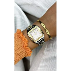 Montre CLUSE Gracieuse femme cadran blanc bracelet acier bicolore