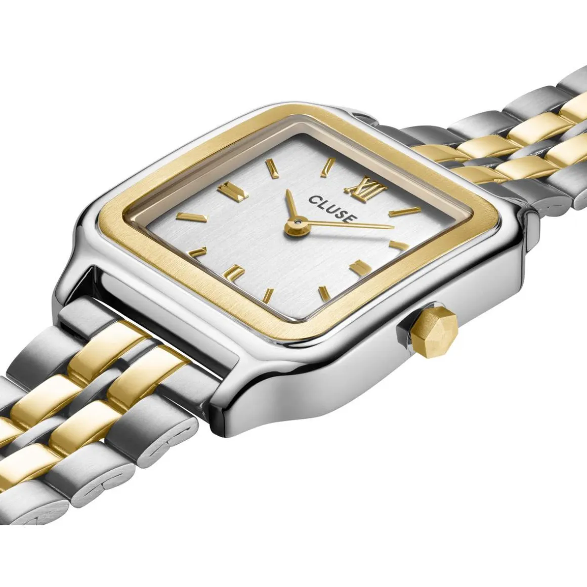 Montre CLUSE Gracieuse femme cadran blanc bracelet acier bicolore