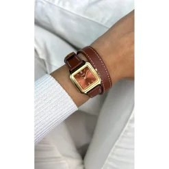 Montre CLUSE Gracieuse Petite femme cadran marron bracelet cuir doré