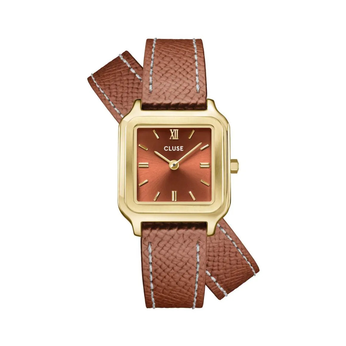Montre CLUSE Gracieuse Petite femme cadran marron bracelet cuir doré