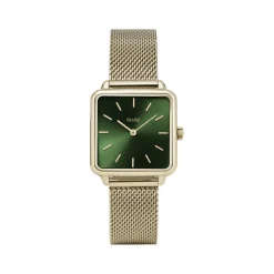 Montre CLUSE La Tétragone femme cadran vert bracelet acier doré