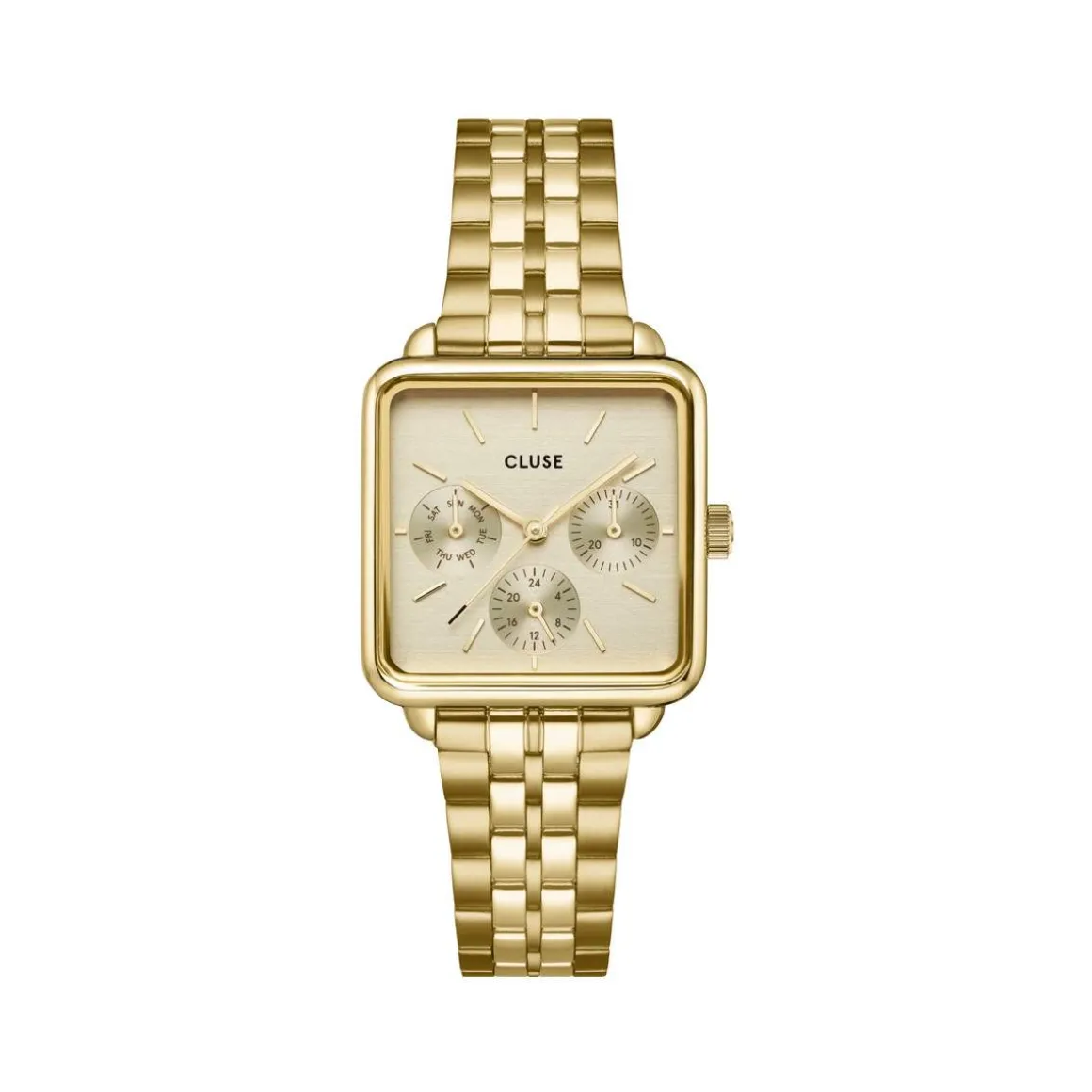 Montre CLUSE La Tétragone femme cadran rosé bracelet acier doré