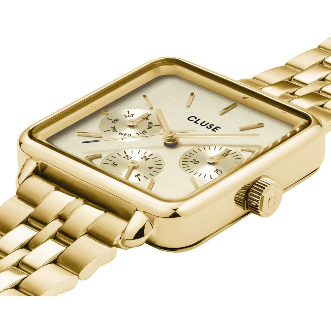 Montre CLUSE La Tétragone femme cadran rosé bracelet acier doré