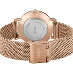 Montre CLUSE Minuit femme cadran blanc bracelet acier rose or