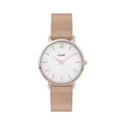 Montre CLUSE Minuit femme cadran blanc bracelet acier rose or
