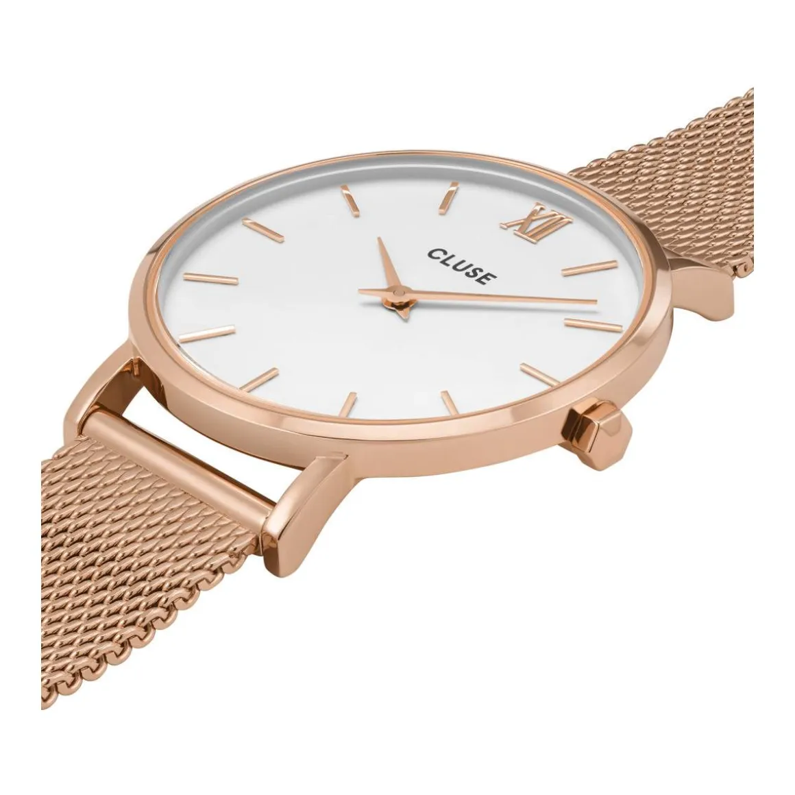 Montre CLUSE Minuit femme cadran blanc bracelet acier rose or