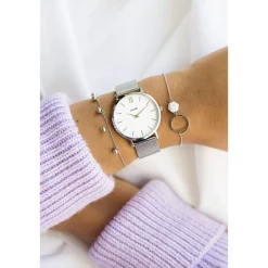 Montre CLUSE Minuit femme cadran blanc bracelet acier