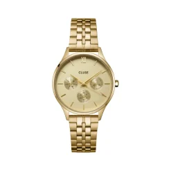 Montre CLUSE Minuit Multifunction femme cadran doré bracelet acier doré