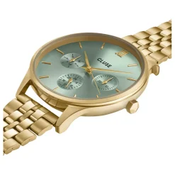 Montre CLUSE Minuit Multifunction femme cadran vert bracelet acier doré