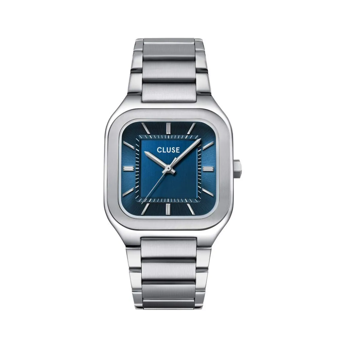 Montre CLUSE QUADRUS Homme cadran bleu bracelet acier inoxydable gris clair