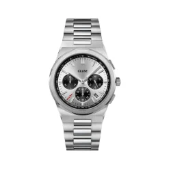 Montre CLUSE Vigoureux Chrono homme cadran noir bracelet acier
