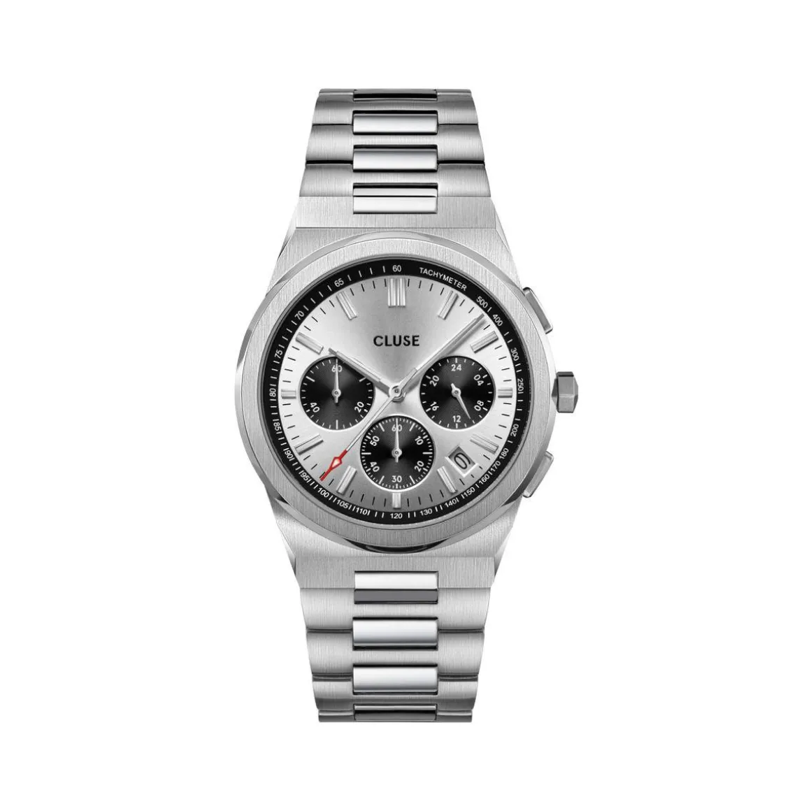 Montre CLUSE Vigoureux Chrono homme cadran noir bracelet acier