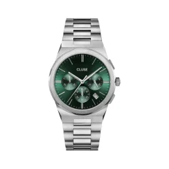 Montre CLUSE Vigoureux Chrono homme cadran vert bracelet acier