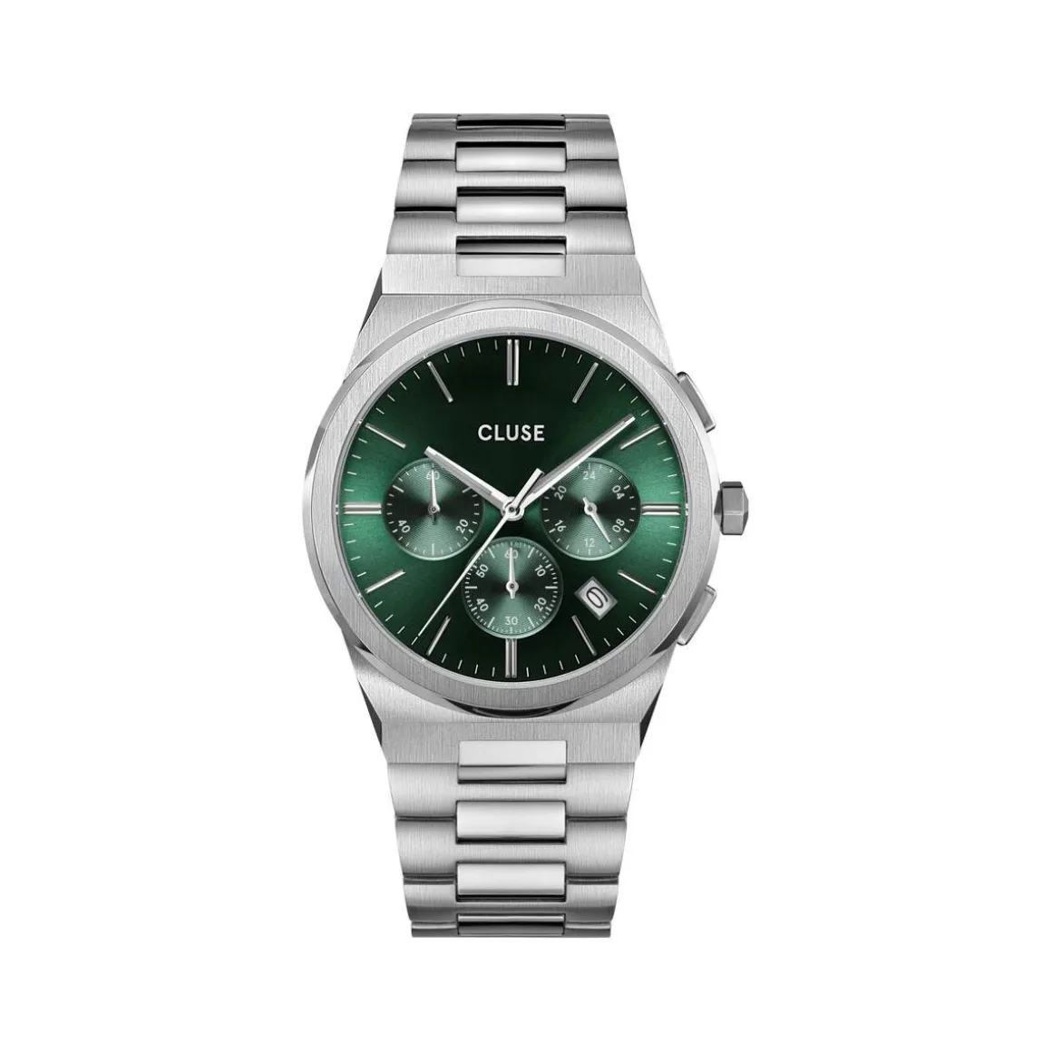 Montre CLUSE Vigoureux Chrono homme cadran vert bracelet acier