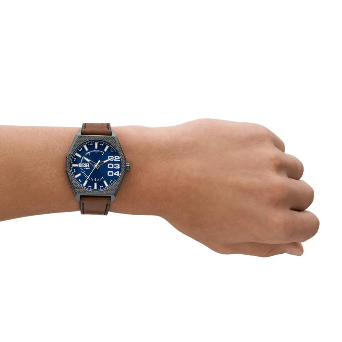 Montre DIESEL scraper homme bracelet cuir marron