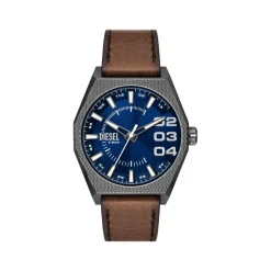 Montre DIESEL scraper homme bracelet cuir marron