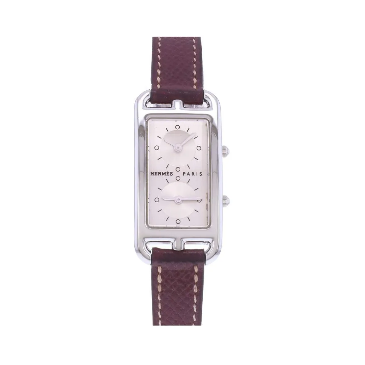 Montre d'occasion HERMES Cape Cod femme quartz bracelet cuir d'origine