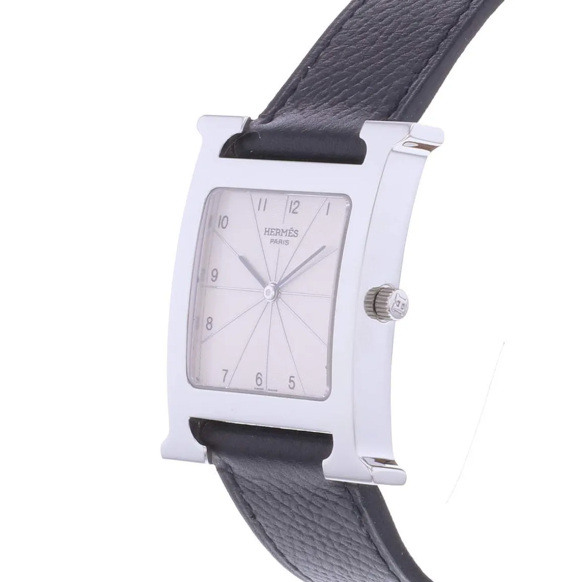 Montre d'occasion HERMES Heure H homme quartz bracelet cuir d'origine