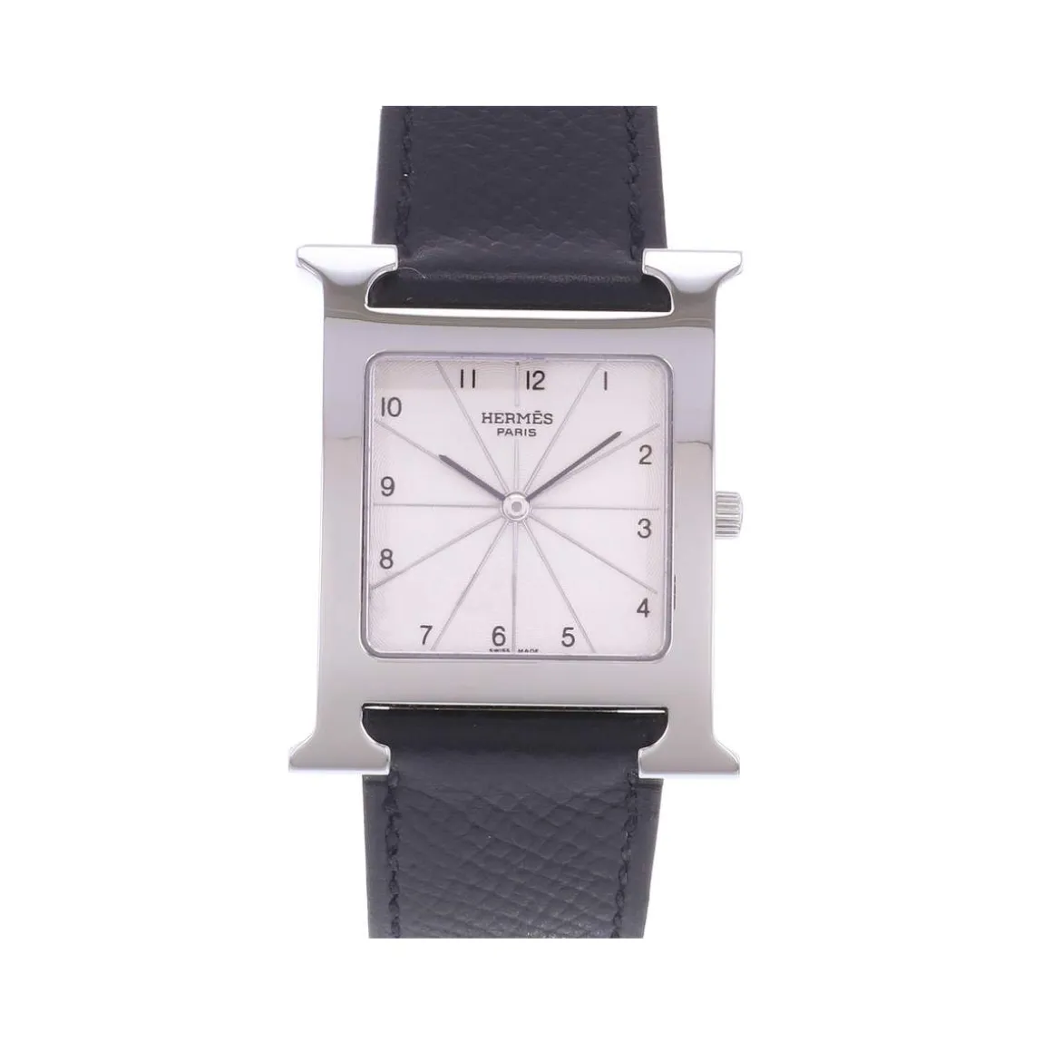 Montre d'occasion HERMES Heure H homme quartz bracelet cuir d'origine