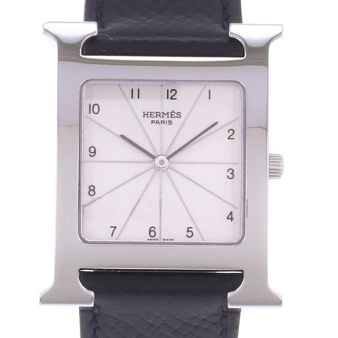 Montre d'occasion HERMES Heure H homme quartz bracelet cuir d'origine