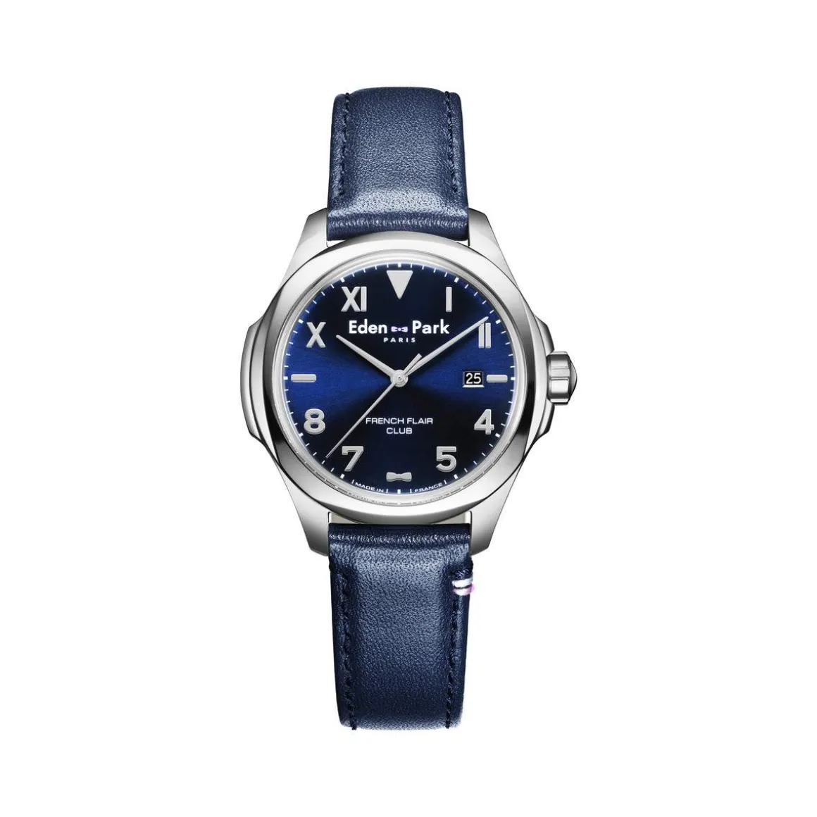 Montre EDEN PARK Club homme acier bracelet cuir bleu