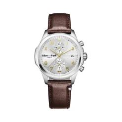 Montre EDEN PARK Club homme acier bracelet cuir brun