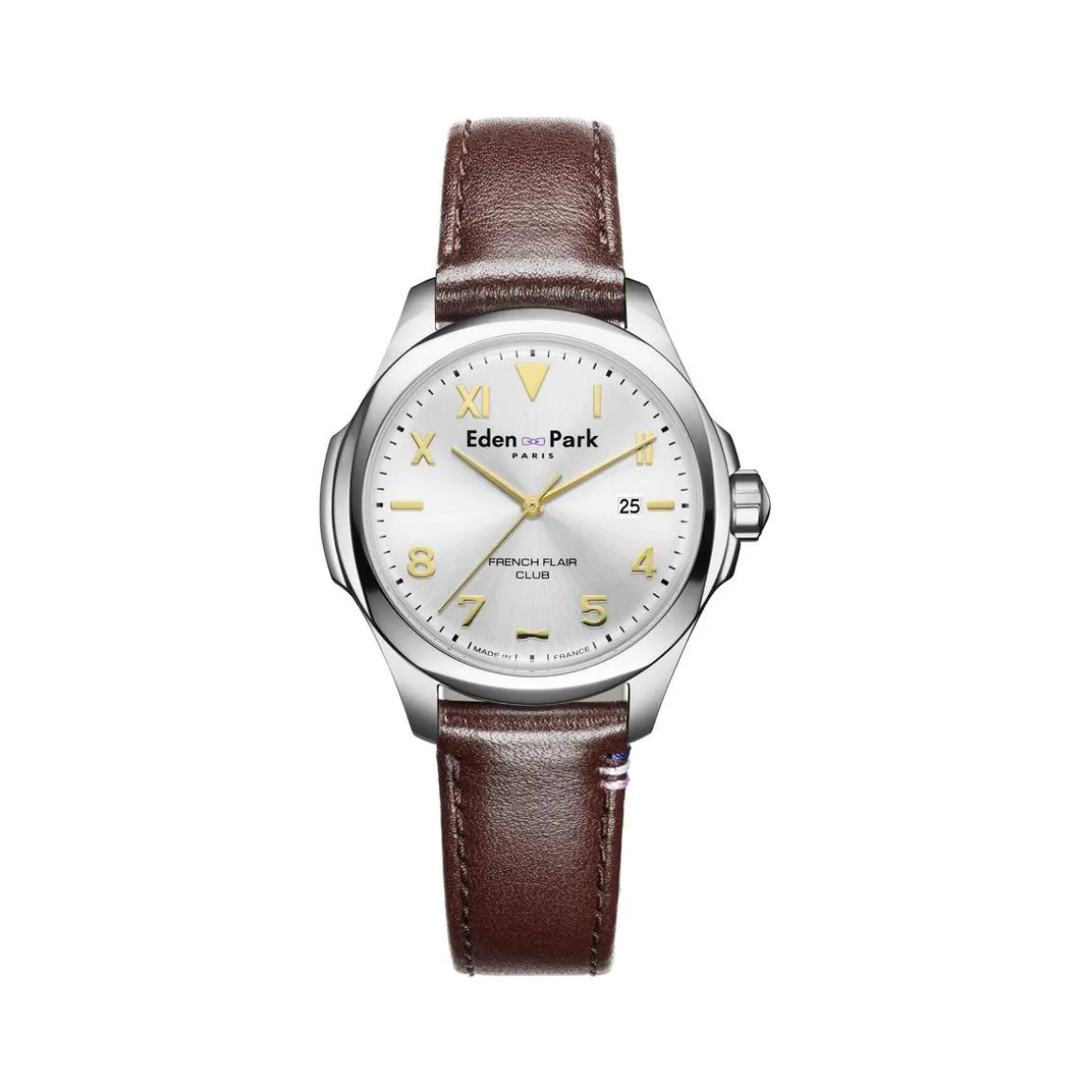 Montre EDEN PARK Club homme bracelet cuir brun