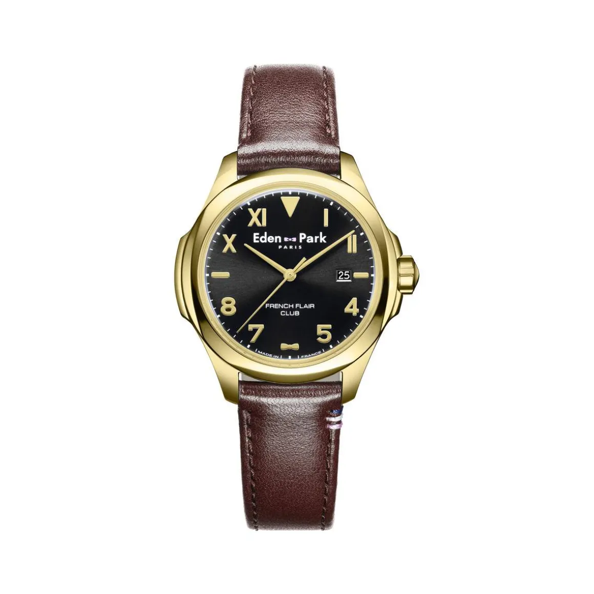 Montre EDEN PARK Club homme bracelet cuir brun