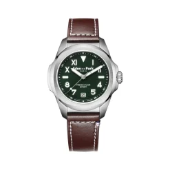 Montre EDEN PARK Sport homme acier bracelet cuir brun