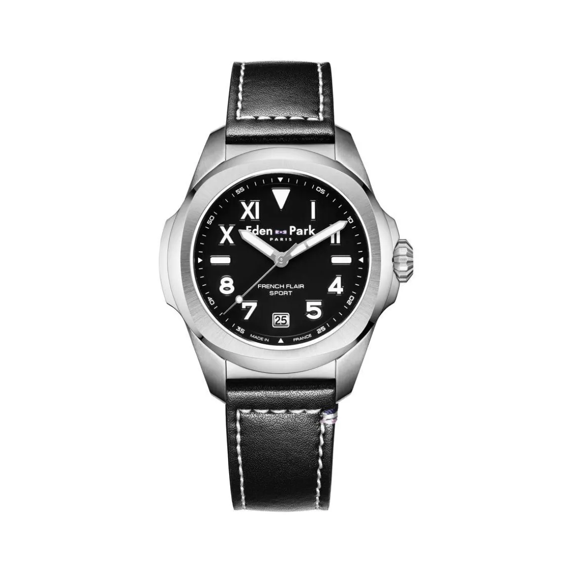 Montre EDEN PARK Sport homme acier bracelet cuir noir
