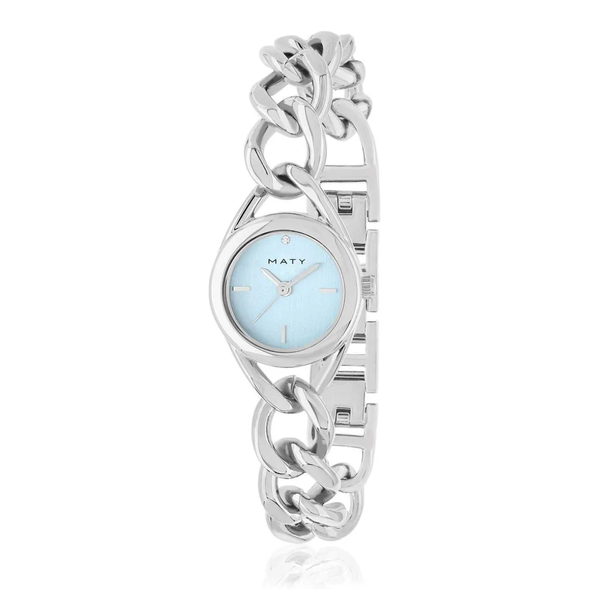 Montre femme chromée bracelet métal