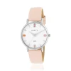 Montre femme chromée bracelet cuir rose