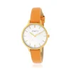 Montre femme dorée jaune bracelet cuir orange