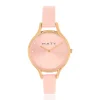 Montre femme dorée rose bracelet cuir rose