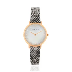 Montre femme doré rose bracelet synthétique gris
