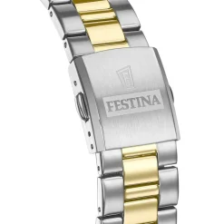 Montre Festina homme acier bracelet acier bicolore jaune
