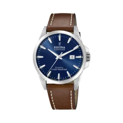 Montre Festina homme acier bracelet cuir marron