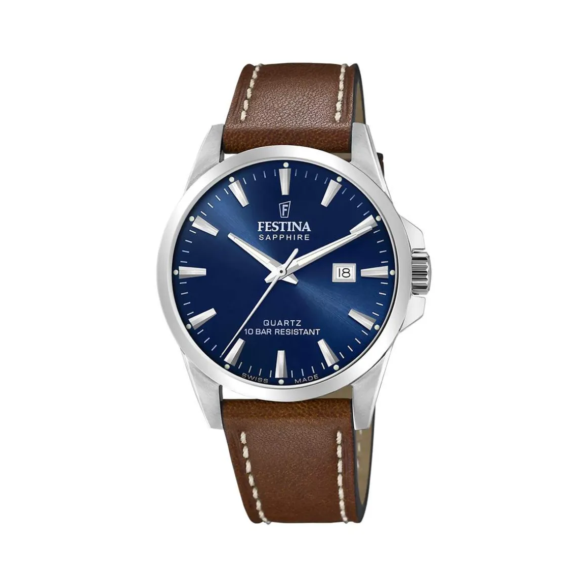 Montre Festina homme acier bracelet cuir marron