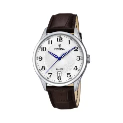 Montre Festina homme acier cuir marron