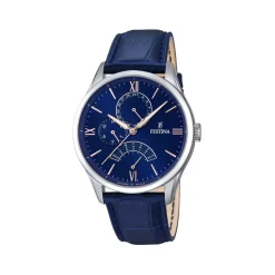Montre Festina homme acier cuir bleu