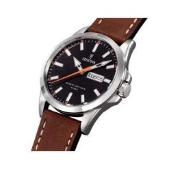Montre Festina homme acier cuir marron