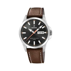 Montre Festina homme acier cuir marron