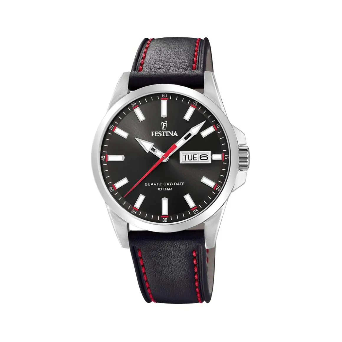Montre Festina homme acier cuir noir